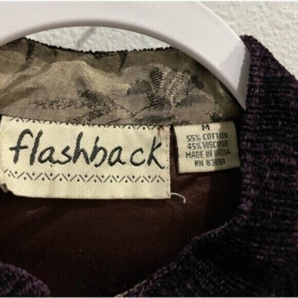 Vintage Boho Embroidered Velvet Jacket Sweater Eclectic Button Lined Colorful - Picture 7 of 8